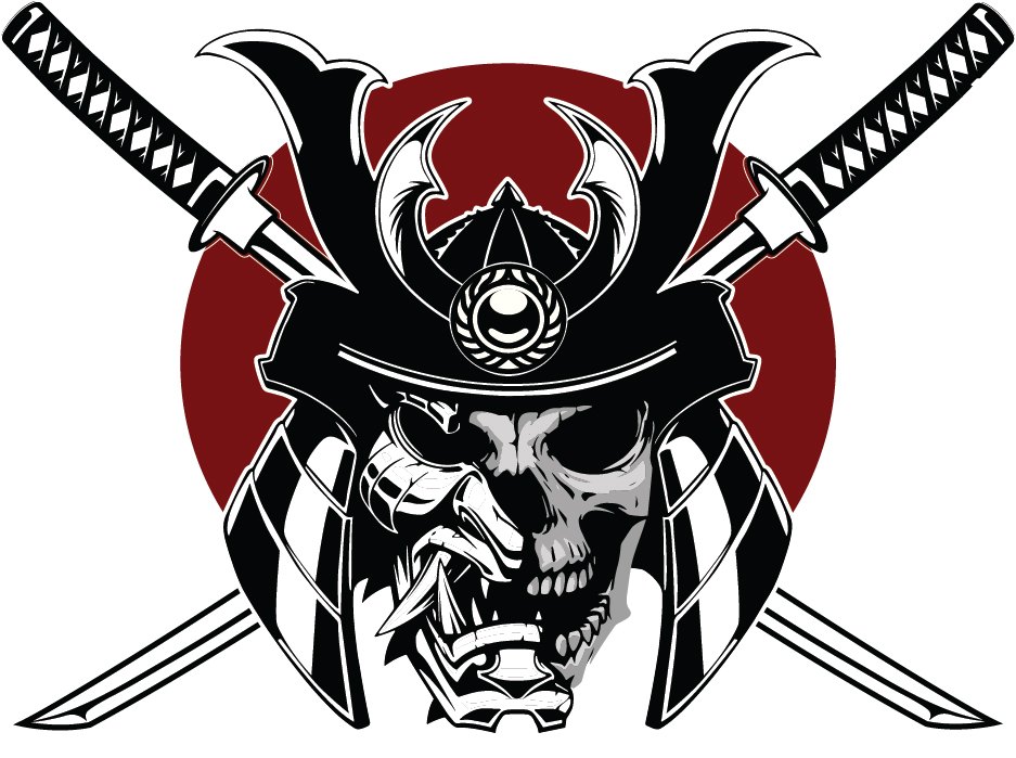 Samurai logo artwork with crossed katanas