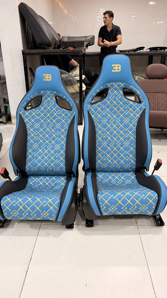Pair of blue and black sport seats