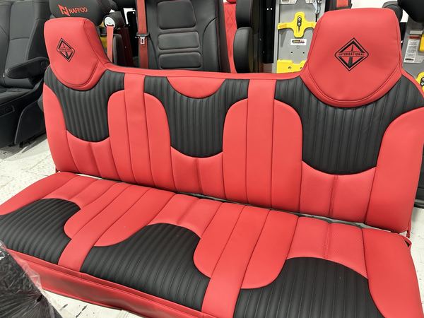 Red and black rear bench