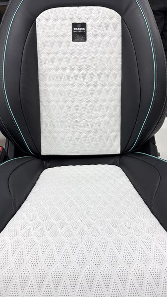Black and white seat with quilted centre