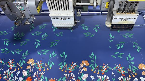 Floral embroidery running on multi-head machines