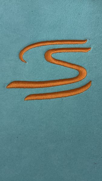 S logo embroidery in orange