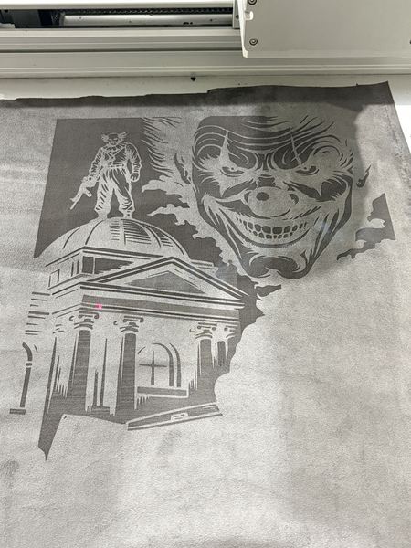 Laser-engraved Joker artwork
