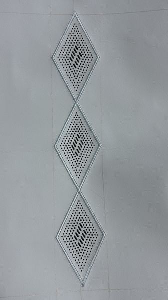 Perforated diamond trio with stitching