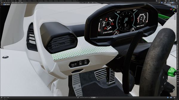 Interior design render, dashboard
